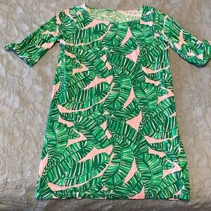 Girls Lilly Pulitzer Palm Dress Size XL 12-14 Green and Pink